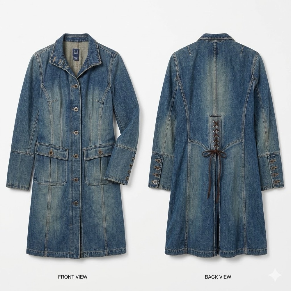 Vintage GAP Blue Denim Trench Coat